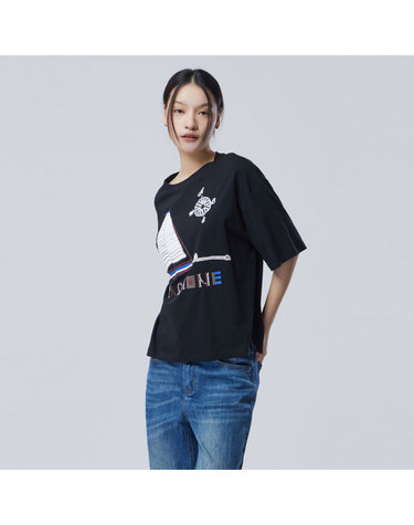 [Online Exclusive] 보트 엠보 프린팅 티셔츠_BATSE6631BK