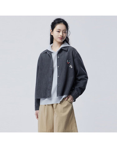 패치 데님 블라우스_BABL51631BK