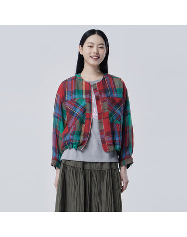 멀티컬러 체크 크롭 점퍼_BAJP59631MU