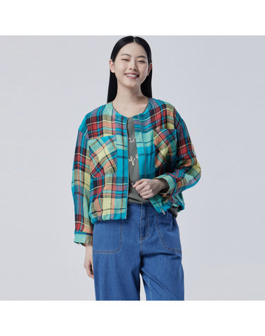 멀티컬러 체크 크롭 점퍼_BAJP59631TQ