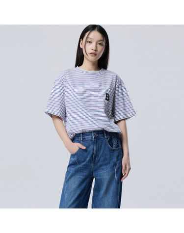 포켓 자수 스트라이프 티셔츠_BATSF5631VO