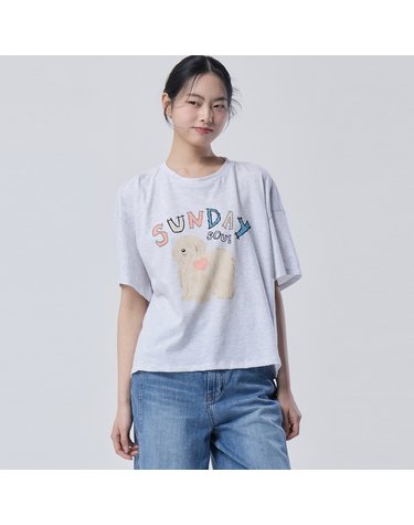 프린팅 루즈핏 반팔 티셔츠_BATS59631MG