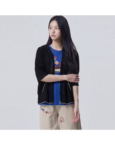 스트로베리 크로셰 후드 집업 가디건_BAKC63631BK