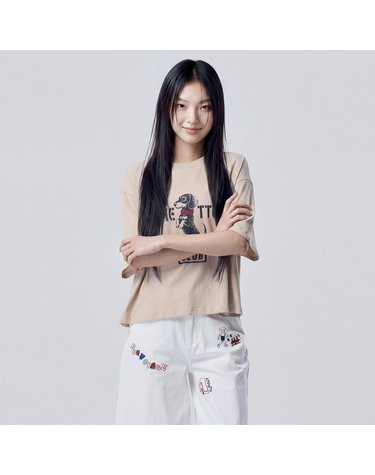 퍼피 프린팅 루즈핏 반팔 티셔츠_BATS71631BE