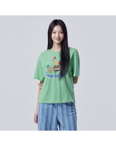 디저트 엠브로이더리 티셔츠_BATS49631GN