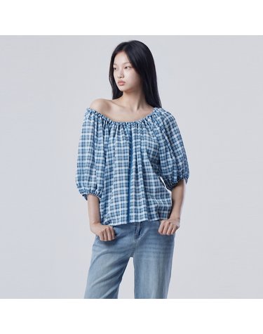 투웨이 체크 블라우스_BABL55631BL