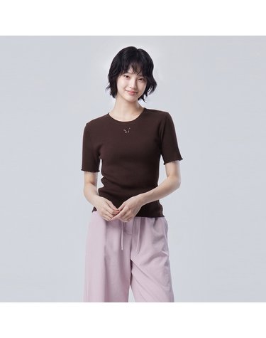 퍼피 자수 슬림핏 골지 니트_BAKP32641BR