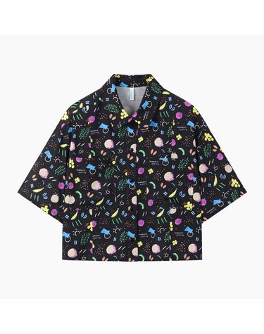 [Online Exclusive] 멀티 프린팅 반팔 블라우스_BABLE2641BK