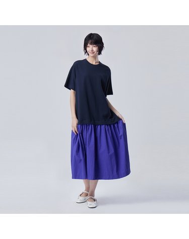 우븐 믹스 플레어 져지 원피스_BAOP30641NY