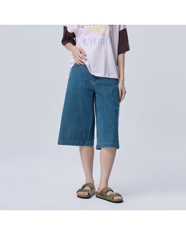 B 레더 탭 버뮤다 데님 팬츠_BADP09641IN