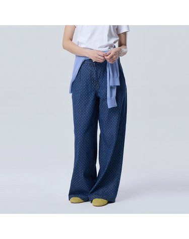 [Online Exclusive] 도트 프린트 와이드 데님 팬츠_BADPE1641IN