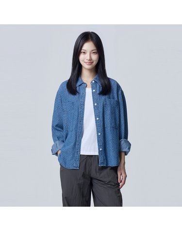 도트 데님 블라우스_BABLF1641IN