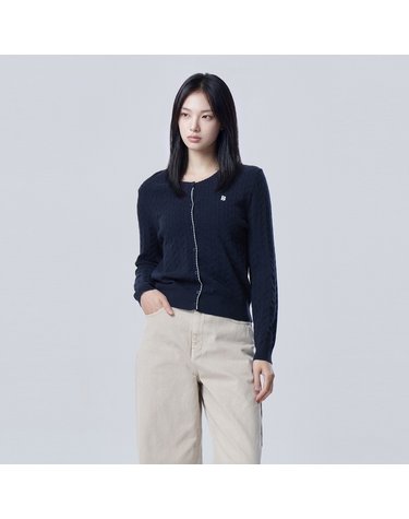 [Online Exclusive] 배색 라인 케이블 슬림 가디건_BAKCE2661NY