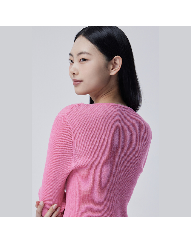 베네통 메쉬 레이스 니트 가디건_BAKC55631PK 착용컷