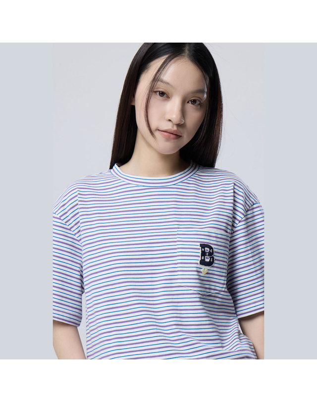 베네통 포켓 자수 스트라이프 티셔츠_BATSF5631VO 착용컷