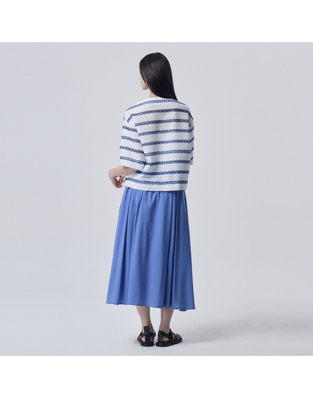 베네통 크로셰 레이스 스트라이프 자켓_BAJK51631BL 착용컷
