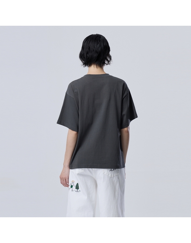 베네통 [Online Exclusive] Unisex 로고 프린팅 반팔 티셔츠_BATSE8631DG 착용컷