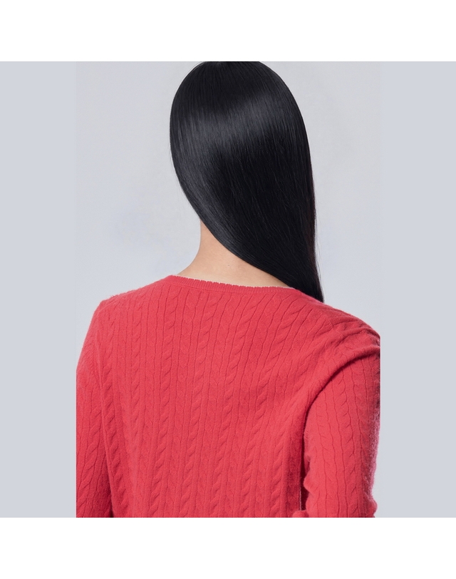 베네통 [Online Exclusive] 배색 라인 케이블 슬림 가디건_BAKCE2661RD 착용컷