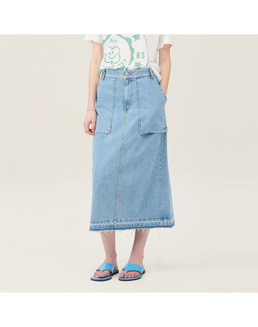 [Online Exclusive] 포켓 백 밴딩 데님 스커트_BASKE3531IN