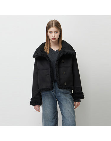 [Online Exclusive] 하이넥 숏 무스탕_SALEE2561BK