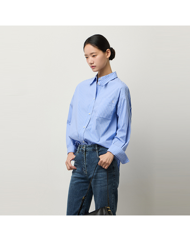 시슬리 퍼니 STRIPE 셔츠_SAWS13541BL 착용컷