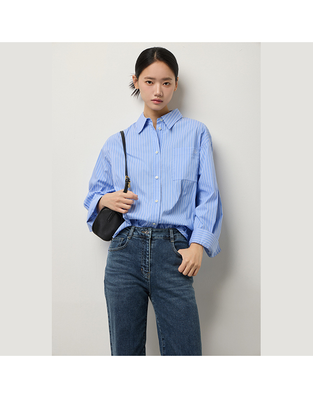 시슬리 퍼니 STRIPE 셔츠_SAWS13541BL 착용컷