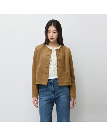 스웨이드 페이크 원넥 자켓_SALE01611BR