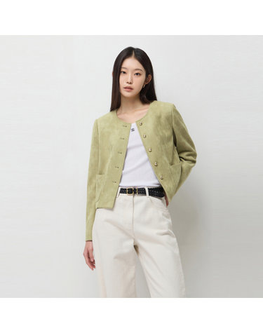 스웨이드 페이크 원넥 자켓_SALE01611LK