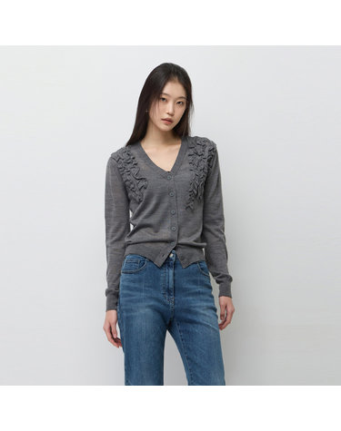 프릴 브이넥 가디건_SAKC07611GR