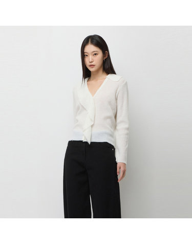 모헤어 블렌드 프릴 언발 가디건_SAKC01611IV
