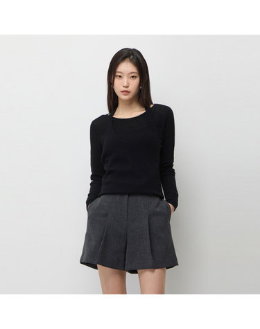 알파카 블렌드 탑 레이어드 니트_SAKP01611BK