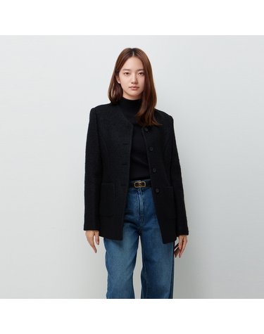 시슬리 노카라 브이넥 부클 자켓_SAJKE1661BK