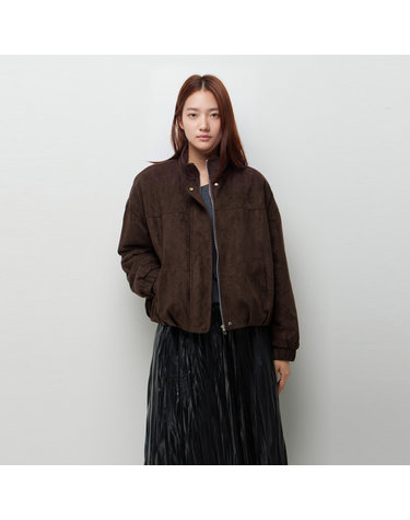 [PRE-SALE] 인조 퍼 하이넥 스웨이드 레더 자켓_SALEE3661DW