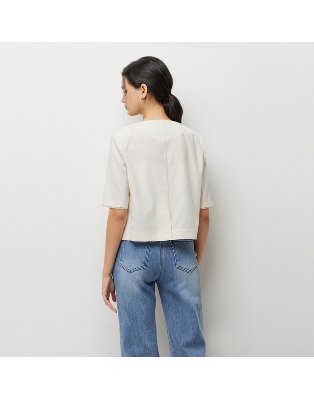 시슬리 [Online Exclusive] 카라리스 브이넥 자켓_SAJKE7631IV 착용컷