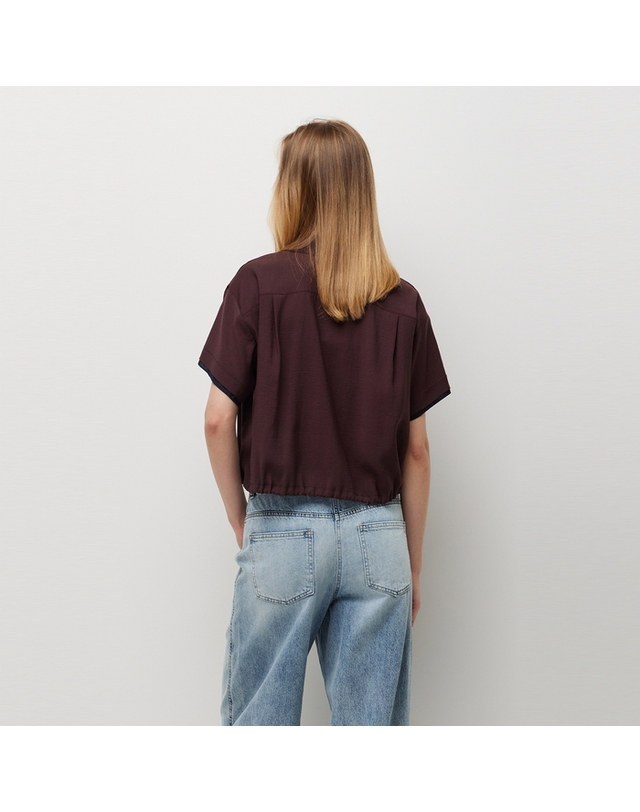 시슬리 파르페 반팔 블루종 블라우스_SAWS45631WI 착용컷