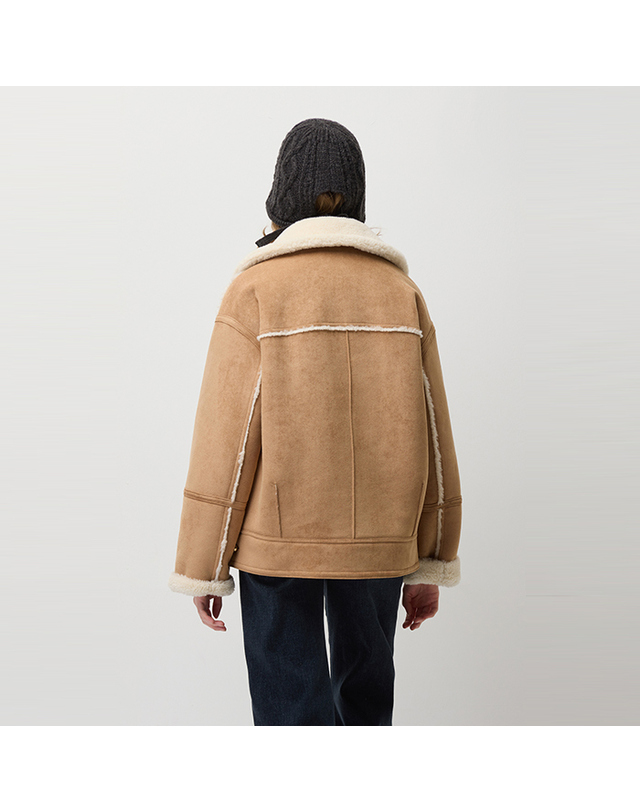 시슬리 미디 기장 아웃포켓 인조 무스탕_SALE81561CA 착용컷