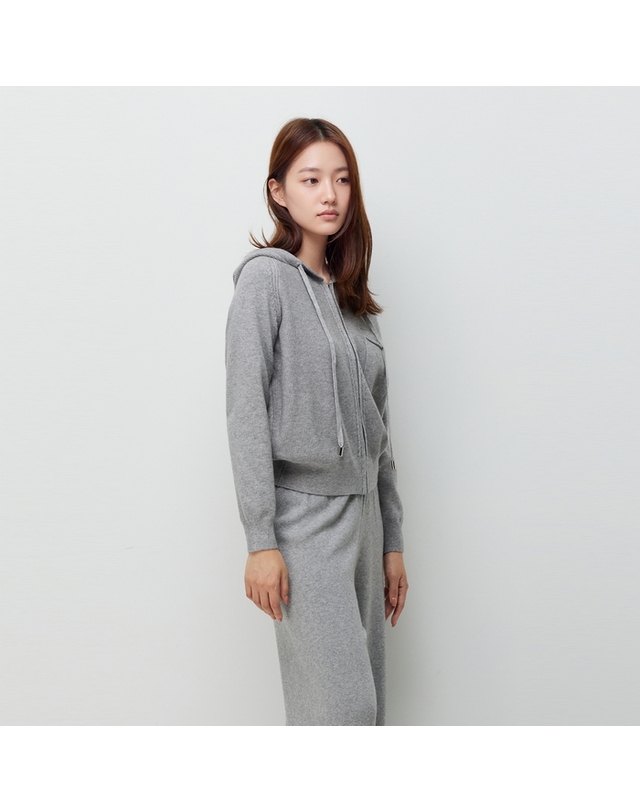 시슬리 [Online Exclusive] 후드 집업 가디건_SAKC81661GR 착용컷
