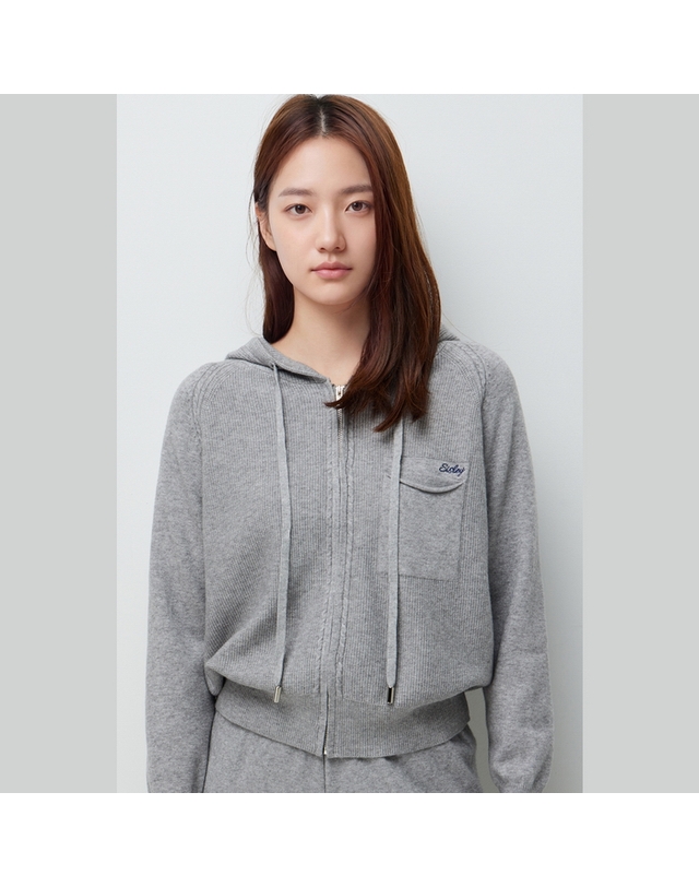 시슬리 [Online Exclusive] 후드 집업 가디건_SAKC81661GR 착용컷