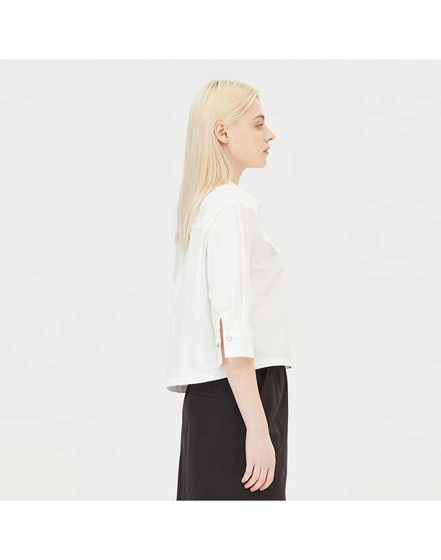 시슬리 7부 소매 블루종 블라우스_SAWS83431WH 착용컷