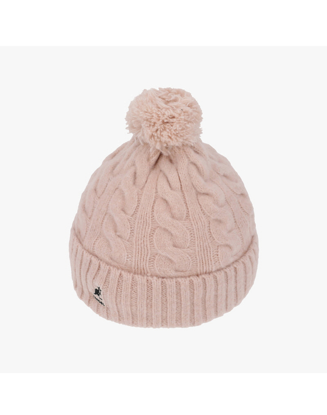 캉골 캉골 K4460SM LIGHT PINK 케이블 니트 폼폼 비니 착용컷