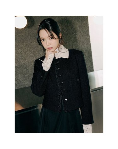 [갤러리아] 디테쳐블 칼라 트위드 크롭 재킷(GPAA0JKR41)*