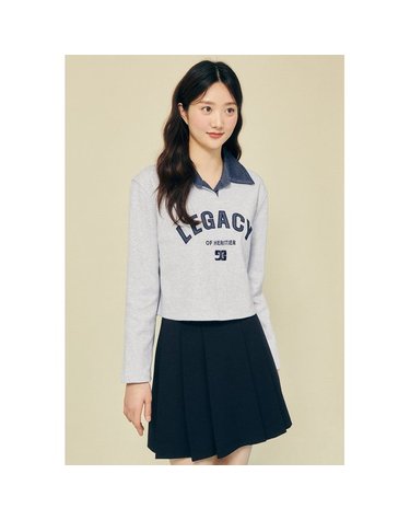 [갤러리아] 데님 칼라 패치 크롭 티셔츠(GP3A0TSJ31)*