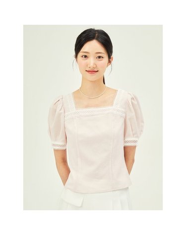 [갤러리아] 레이스 스퀘어넥 크롭 블라우스(GP6A0BL341)*