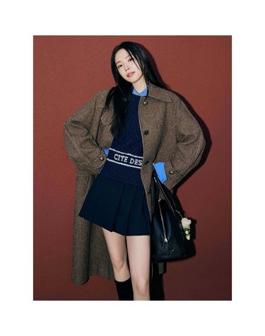 [갤러리아] 울 체크 백 래글런 칼라 코트(GPBA0CTJ31)*