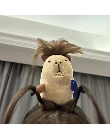 카피바라 머리띠 놀이동산 헤어밴드 앞머리 고정 쿼카 집게 귀여운 봉제 인형 초등 여아