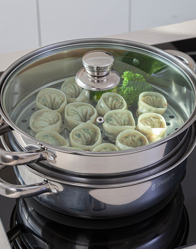 렉스퀸 모어 스팀 IH 인덕션 스텐 2단 찜기 LQSM-N200S 착용컷