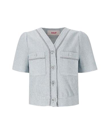 [SOUP] 노 칼라 트위드 크롭 재킷 (SZ4JKM1)