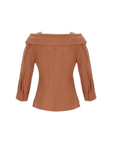 [SOUP] 7부 오프숄더 넥라인 블라우스 (SZ8LS31)