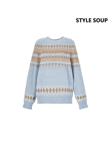 [SOUP] 노르딕 포인트 래글런 슬리브 니트 (SBBLKE1)