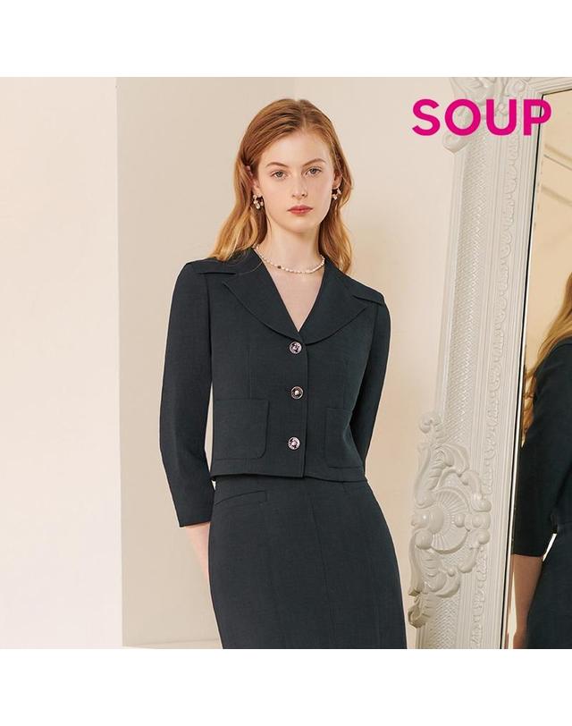 숲 [SOUP] 세미 싱글 칼라 변형 크롭 재킷 (SZ4JK86) 착용컷
